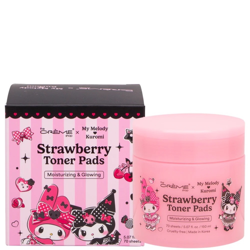 NEW My Melody & Kuromi Strawberry Toner Pads – 70 Sheets K-Beauty Kawaii Makeup